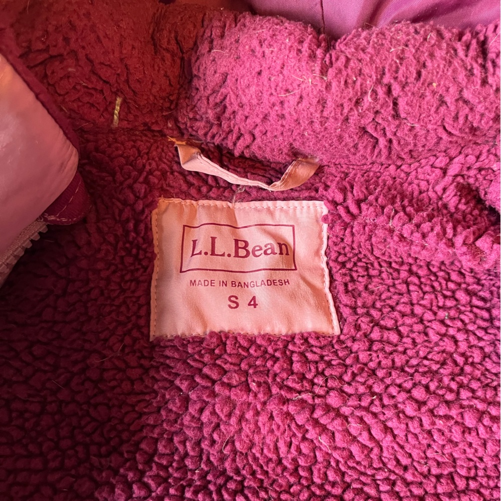 Kids’ llbean fleece lined down jacket 4T